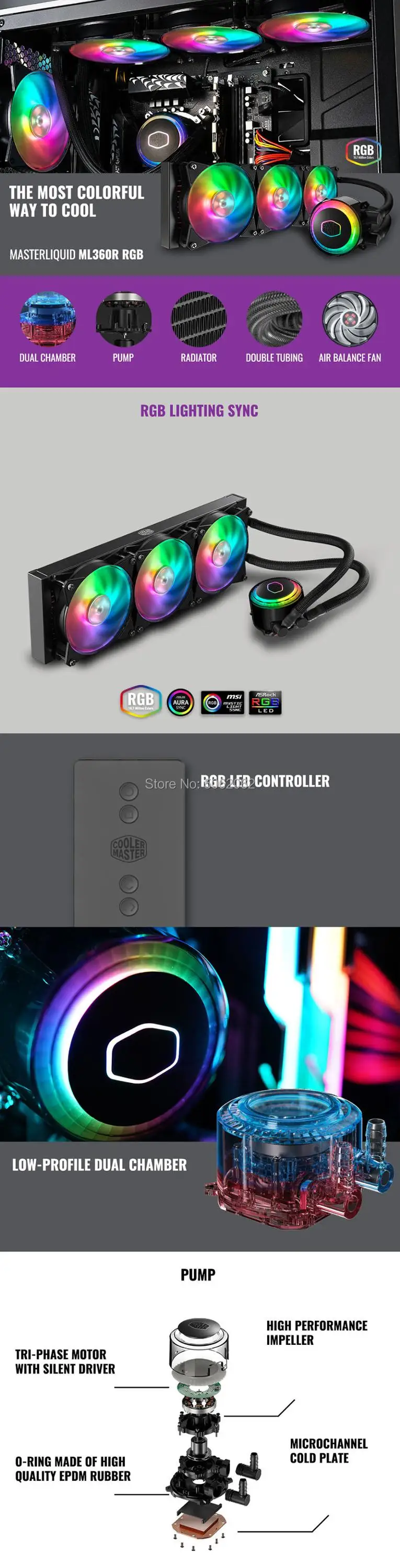 Cooler Master MLX-D36M-A20PC-R1 ML360 cpu кулер для воды 120 мм RGB вентилятор для Intel 115x2011 2066 AMD AM4 cpu жидкостное охлаждение