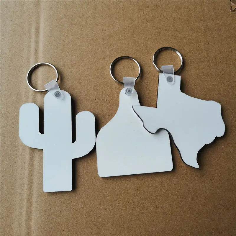 

new sublimation blank mdf keychains cactus map shape key ring hot transfer printing consumables 20pcs/lot