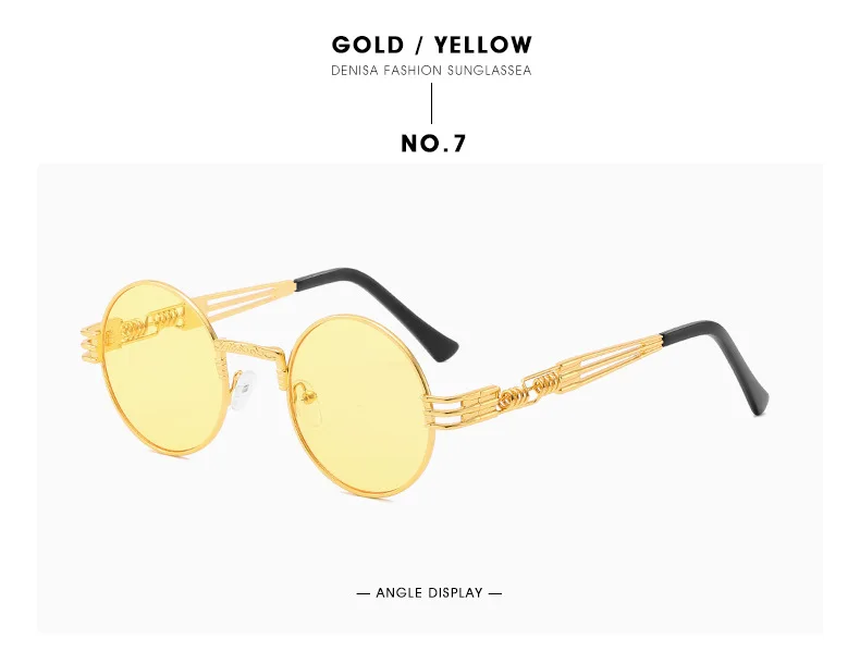 Металлические мужские солнцезащитные очки в стиле стимпанк Для женщин модные круглые солнцезащитные очки, фирменный дизайн, Винтаж солнцезащитные очки высокое качество UV400 очки оттенки - Цвет линз: JY1902-C7