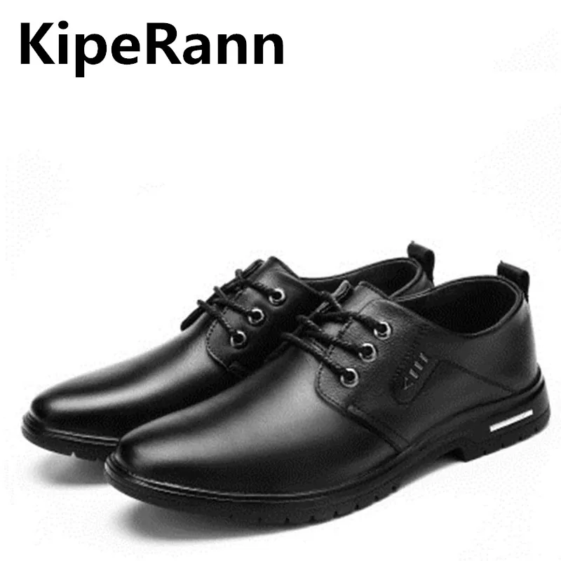 

2018 leather casual men's shoes fashion men's flat shoes round head comfortable office men's dress shoes large size dance shoes