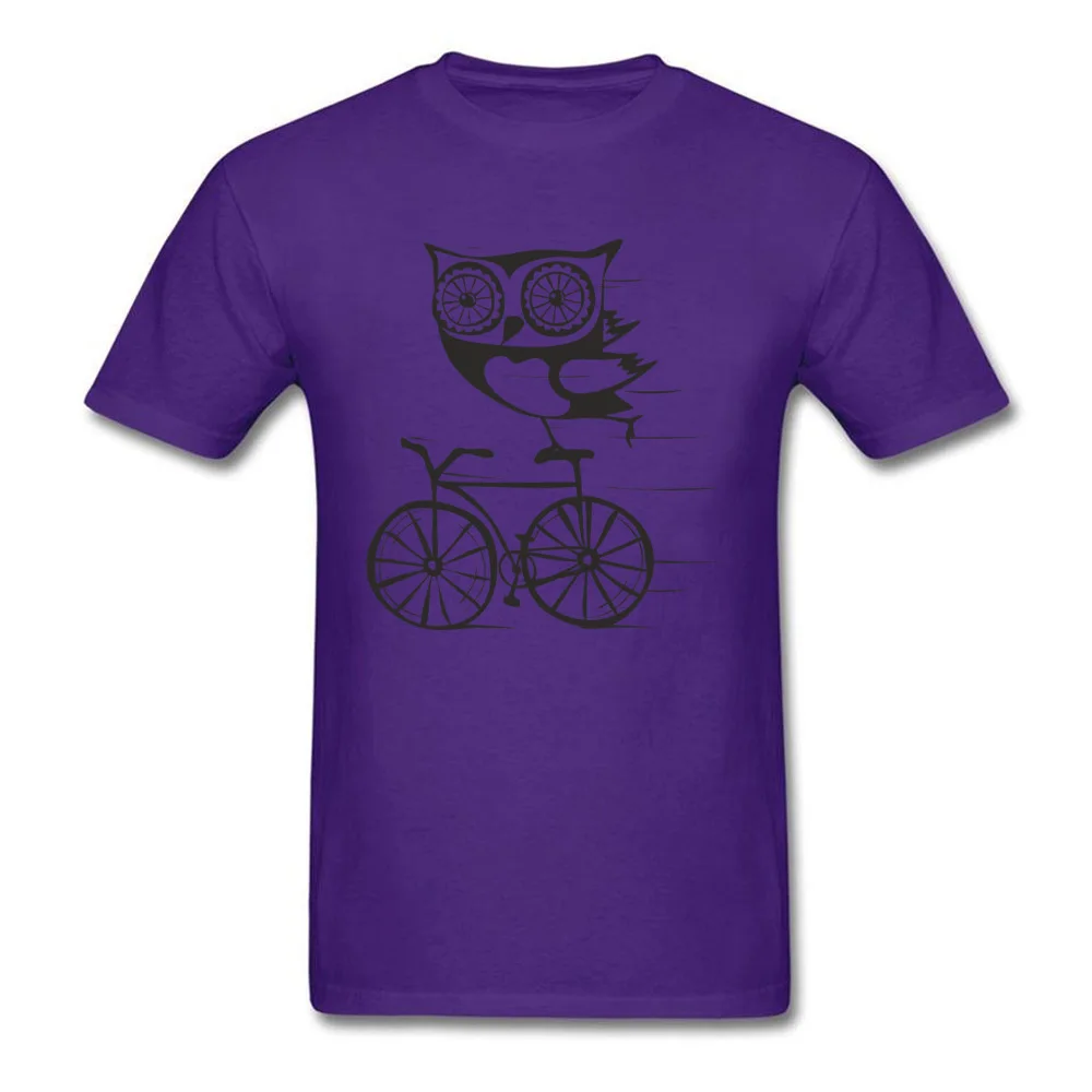 Owl by bicycle T Shirt Casual Short Sleeve Fashion O Neck 100% Cotton Fabric T Shirt Casual Tops Shirts for Men ostern Day Owl by bicycle purple