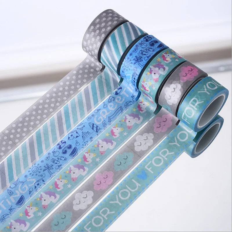 

5M Blue Twill Hand Book Decorative Adhesive Washi Masking Tape DIY Planner Masking Tape Adhesive Tapes Stickers Stationery Tapes