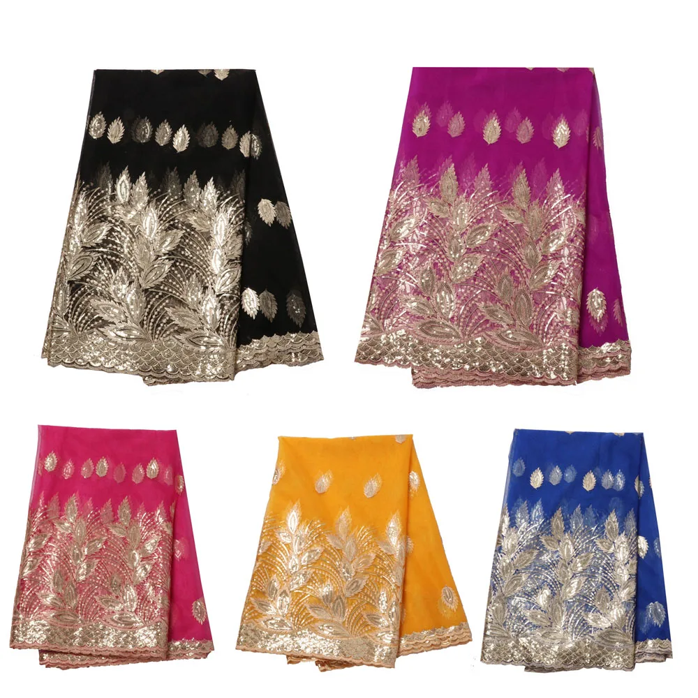

Sequin 3D African Nigerian French Lace Fabric Mesh Swiss Voile Trim 2019 High Quality Laces Cotton Gold Wedding Evening Dress