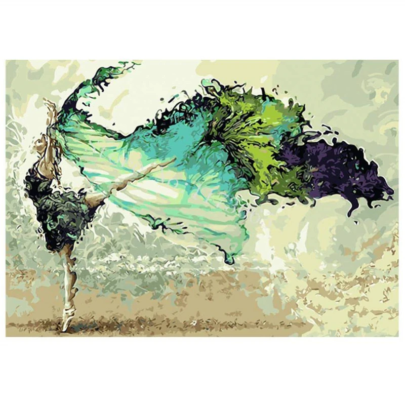 

100% Full DIY 5D Diamond Painting Full Drill Round Green Dancer Stitch Diamond Embroidery Patterns Home Decoration