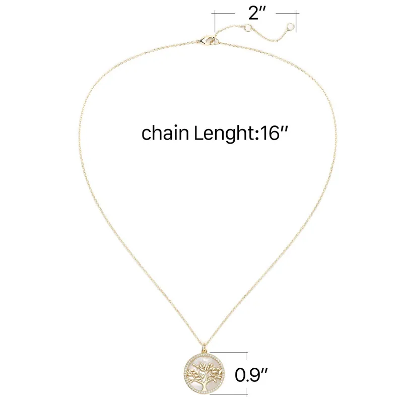 Popular Jewelry Gold Plated Brass CZ Pearl Shell Pendant Necklace Women (10)