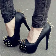 Chaussures SHOFOO, nouveauté mode, décoration à rivets, bottes à talons hauts d'environ 14,5 cm, escarpins à bout rond Taille: 34-45