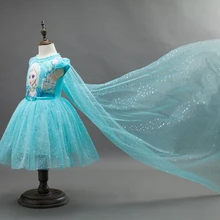 Летний детский костюм Эльзы и Анны платье для девочек детская одежда платье принцессы праздничные платья платье-пачка для маленьких девочек+ накидка