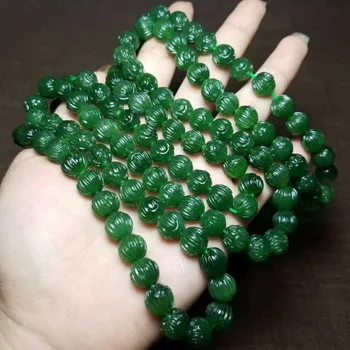 

H40#Russian material and Tian Yu ice bottom spinach green jasper lotus bead bracelet bracelet