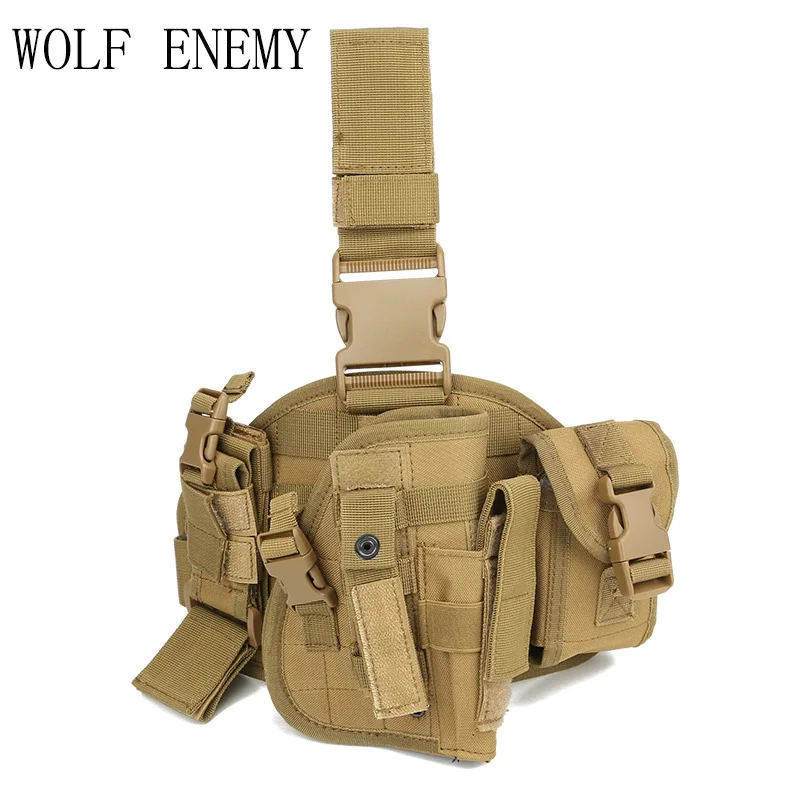 TAN Армейский Тактический Универсальный Регулируемый охотничий пистолет Molle Drop Leg наклейки дизайн нейлоновая Платформа Панель W/пистолет кобура Сумка Pou - Цвет: TAN