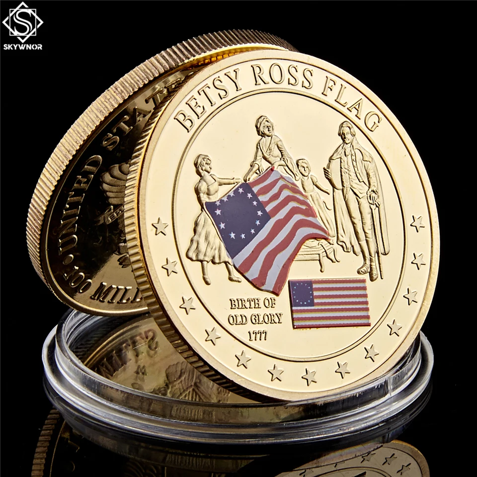 Коллекционная История США 1777 памятная монета Бетси Росс с флагом