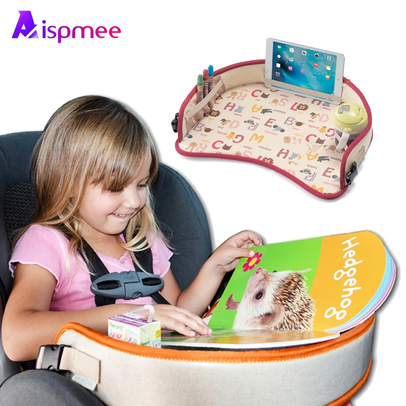 

Drop Shipping Aispmee Children Portable Table For Baby Travel Tray Waterproof New Child Table Car Seat Tray Storage Kids Toy