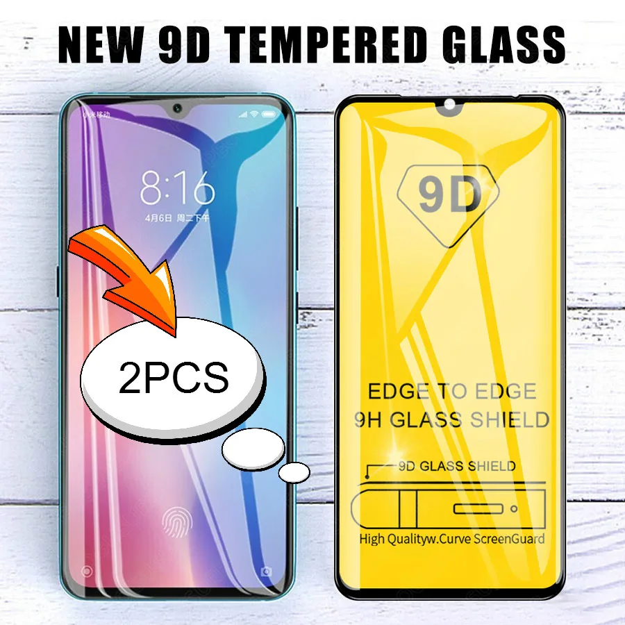 

2PCS 9D Full Glue Tempered Glass Full Cover Screen Protector For Xiaomi Mi CC9 A2 Lite Mi A1 A2 5X 6X Redmi K20 Note 7 6 5 Pro