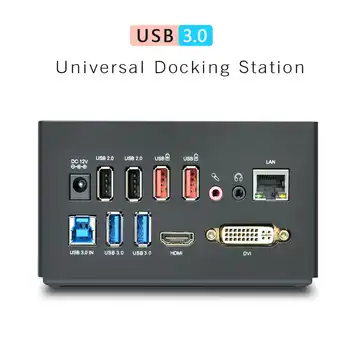 Universal Docking Station Wavlink External USB 3.0 Dual Video DisplayLink USB HUB Full HD 1080P 2048x1152 DVI HDMI FOR LAPTOP PC