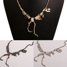 Women’s Men’s Punk Alloy Dinosaur Skeleton Bones Pendant Necklace Jewelry
