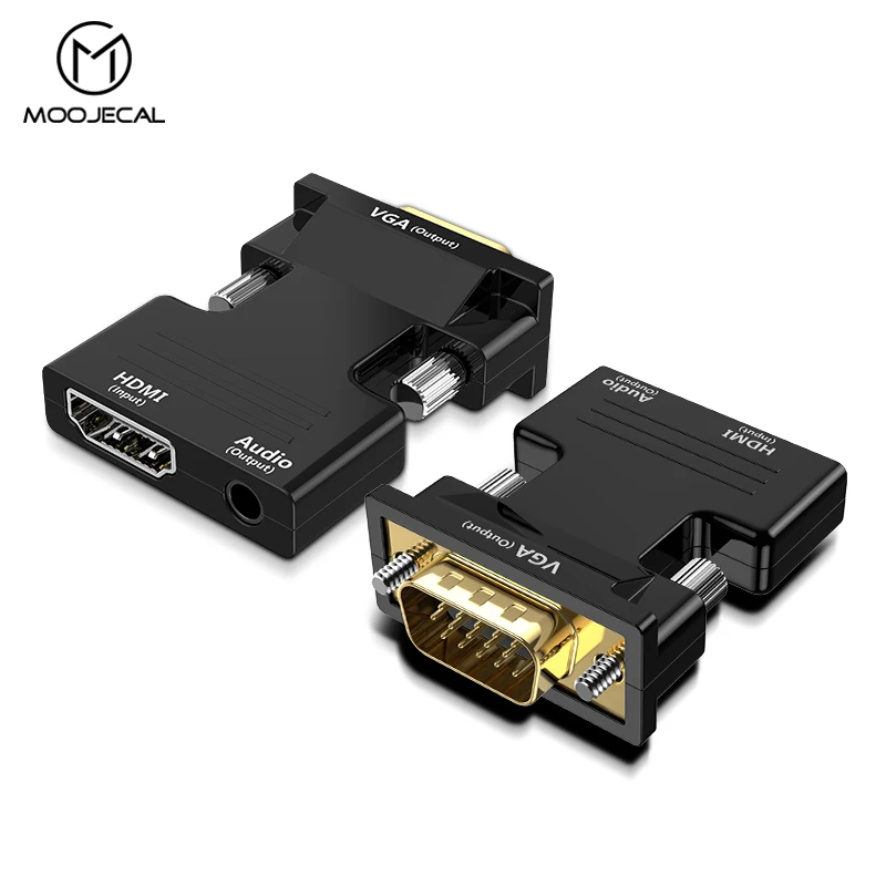 

MOOJECAL 1080P HDMI to VGA Adapter cable converter Digital To Analog Audio Video Converter Cable for PC Laptop TV Box Projector