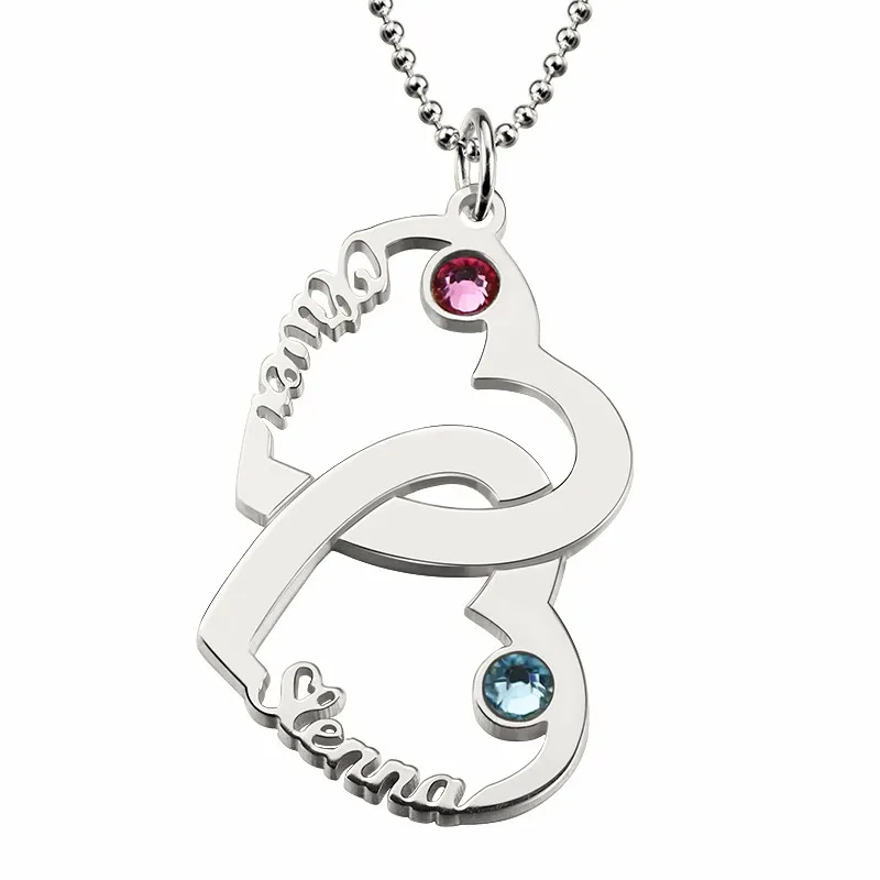 

Custom Two Names Necklace Customize Double Name Heat Pendant Necklaces Collier Ras Du Cou Choker Chain Gift for Lover Couple