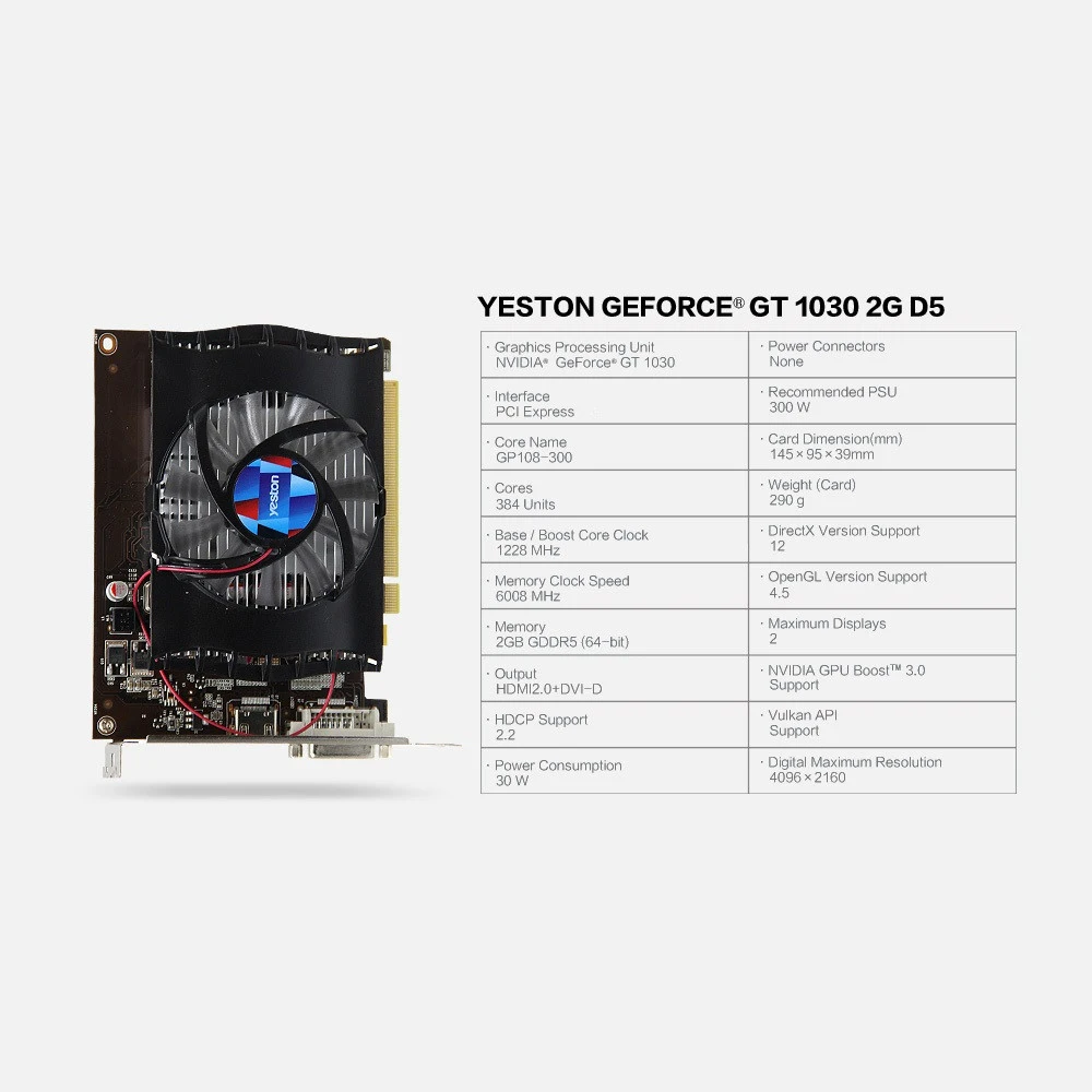 Yeston Geforce Gt 1030 2 Gb Gddr5 Графика карт Nvidia Pci Express 3,0 настольный компьютер ПК видео игр Графика карты