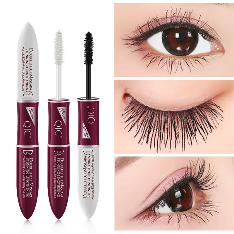 

Double head 4D fiber mascara waterproof 3D eyelash growth liquid long and thick waterproof not blooming mascara cosmetics