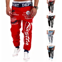 Новые мужские тренировочные брюки с буквенным принтом длинные штаны для фитнеса джоггеры повседневные длинные брюки на шнурке Мужская спортивная одежда Pantalon Homme