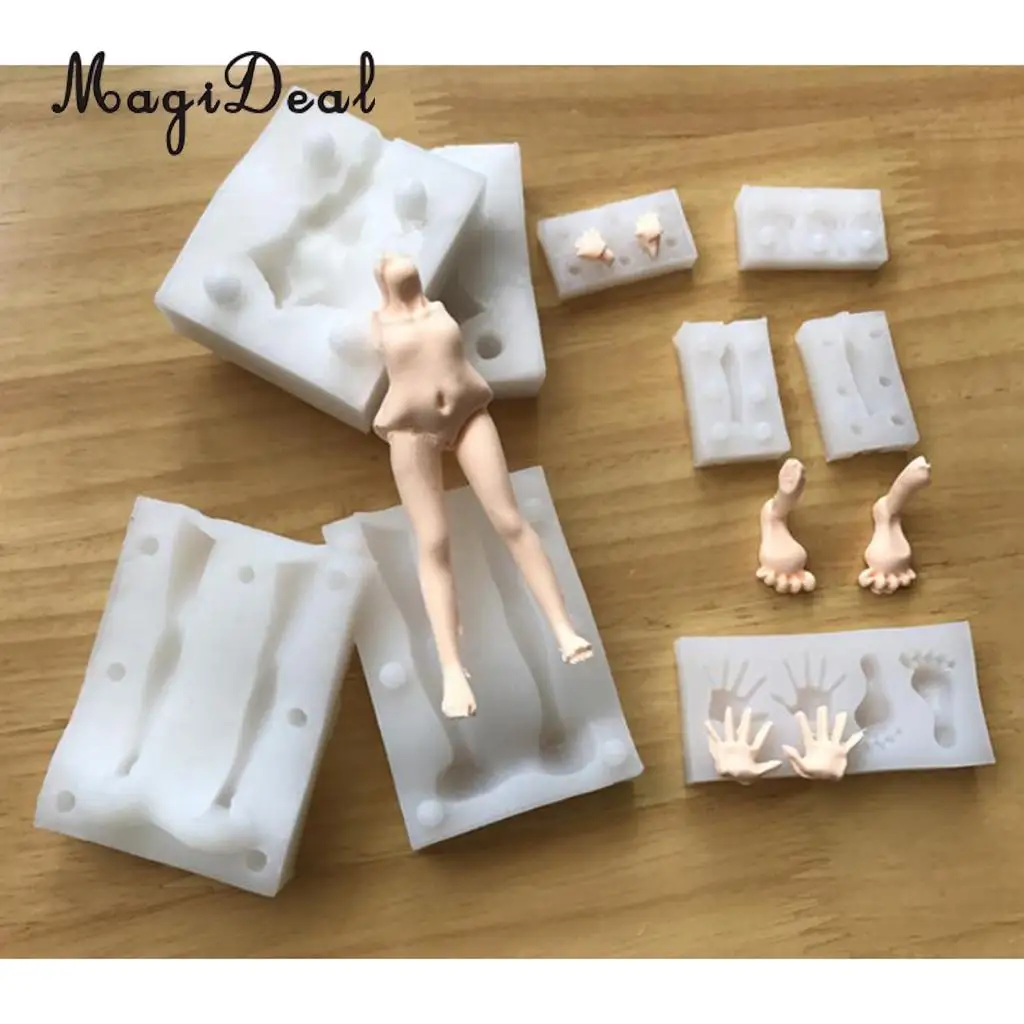 3 Sets Dolls Human Body Model Silicone Mold Polymer Clay Molds Handmade Craft Mold Fondant Cake Decorating Mould Baking Tools