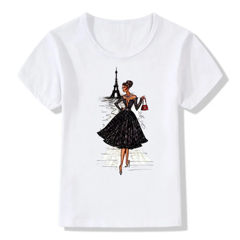 

TEESCLUB Vogue Paris Black Printed T shirt Boys Girls Summer Tops Kids Casual Clothes High Quality Children Modal White T-shirt
