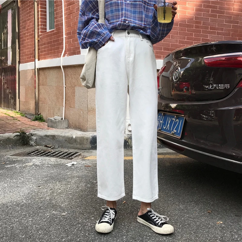 

3 Colors Mihoshop Ulzzang Korean Korea Women Fashion Clothing White High Waist Wide Leg Denim Cowboy Jeans Pants