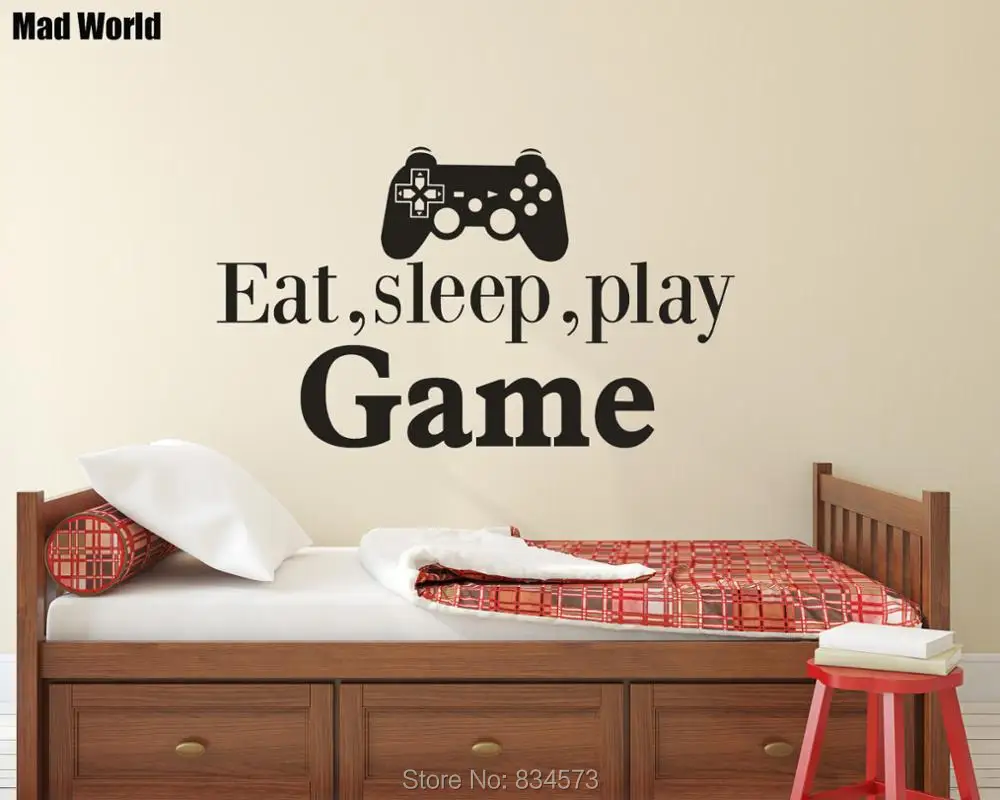 Eat Sleep Game Gaming Bedroom Wall Sticker Decal Transfer Home Art Vinyl Decor