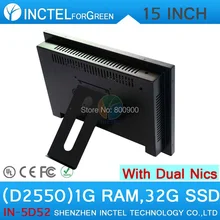 All in one desktop pc with 5 wire Gtouch 15 inch LED touch 1G RAM 32 SSD Dual 1000Mbps Nics