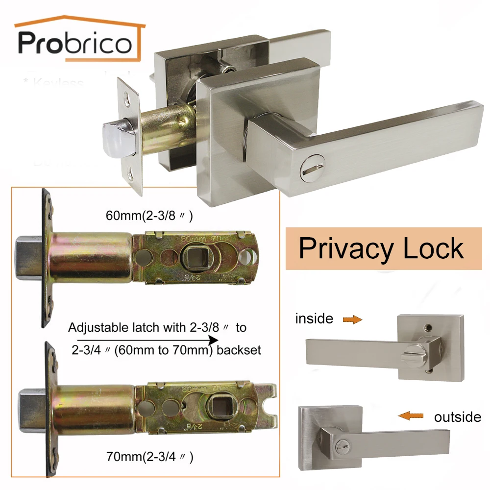 Probrico современные дверные ручки с замком цилиндр Внутренняя дверь спальни замки из нержавеющей стали Передняя/задняя дверная рукоятки рычага фурнитура