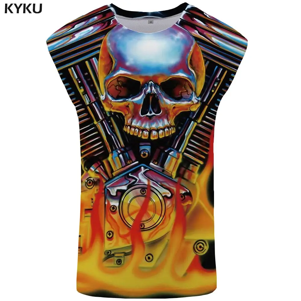 KYKU череп на бак Топ для мужчин черный Ftness одежда дьявол Tanktop 3D мужчин s Бодибилдинг майка без рукавов рубашка человек Аниме - Цвет: Tank Top 04