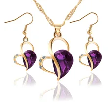 Новая мода золото 18 K роскошное кристаллическое ожерелье серьги наборы очарование Для женщин вечерние аксессуары изысканные подарки