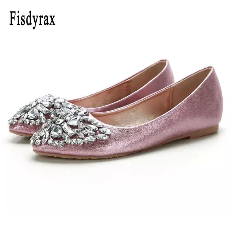 Appartements Printemps D'été silvery Night pink Purple Pu Party Chaussures Plates Sexy Mode Fisdyrax Lady Club Et Strass Golden Femmes wXR7ntxqU6