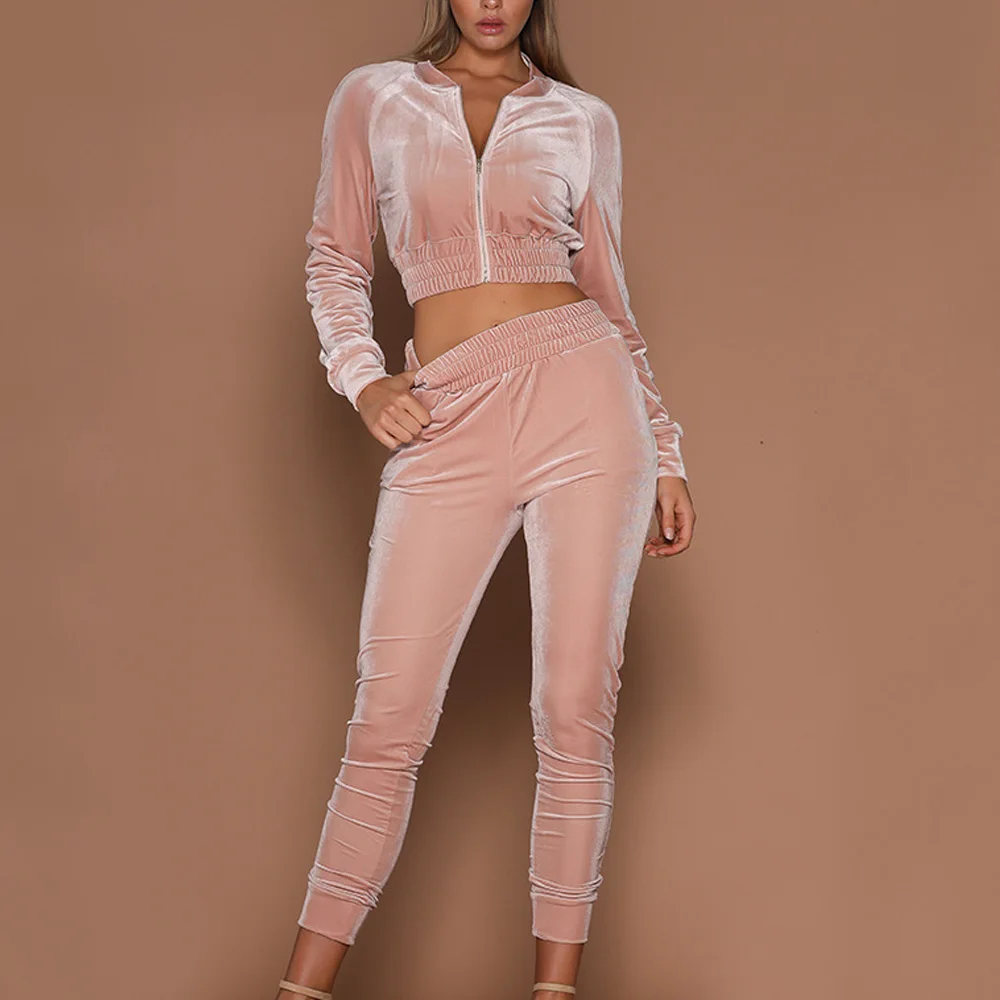 2 piece crop top sweatsuit