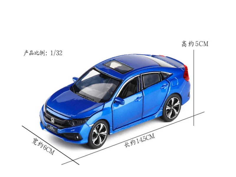 1/32,, HONDA, новинка, CIVIC, игрушечные машинки, металлическая игрушка, литые под давлением машины, модель автомобиля, звук и светильник, игрушки для детей, подарок для мальчиков