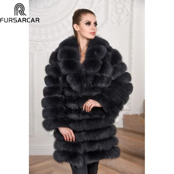 

FURSARCAR 2019 New Natural Real Fox Fur Coat For Women Genuine Fur Female Jacket Outwear Customizable Thichk Long Fur Coat