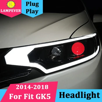 

Car Styling for Honda Fit Headlight assembly 2014-2018 for Honda Fit GK5 LED Headlight Lens Double Beam H7 with hid kit 2pcs