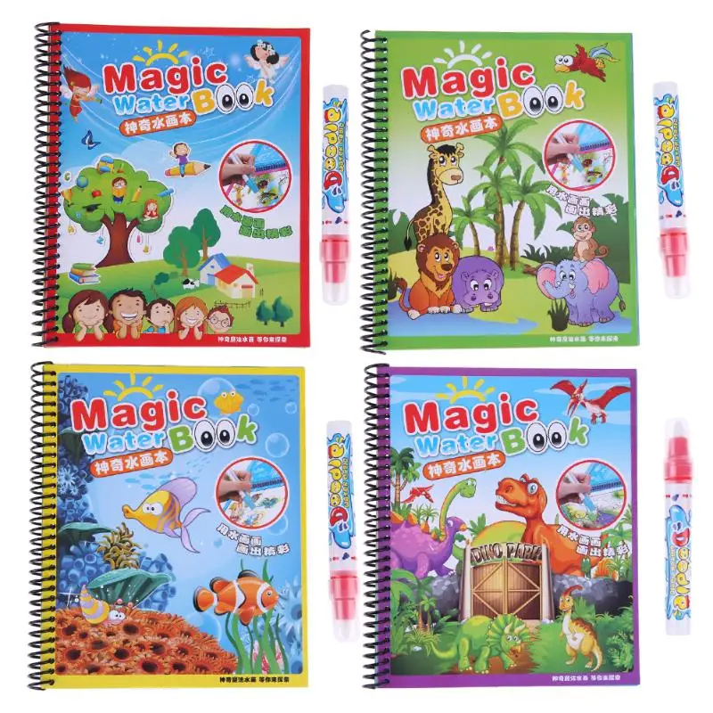 Magique eau dessin coloriage livre avec stylo pour bébé jouets éducatifs dessin animé peinture écriture Doodle tissu planche à dessin