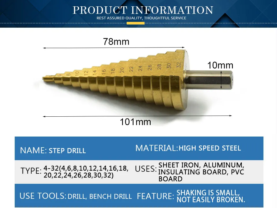 4-32 мм титановое покрытие Пагода форма Шаг Сверло HSS треугольник хвостовик Отверстие Сверло конус сверло шаг сверло