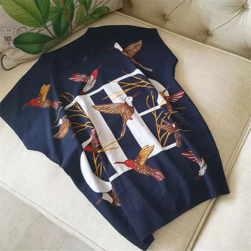 Luxury Designer Brand Knitted Top for Women O Neck