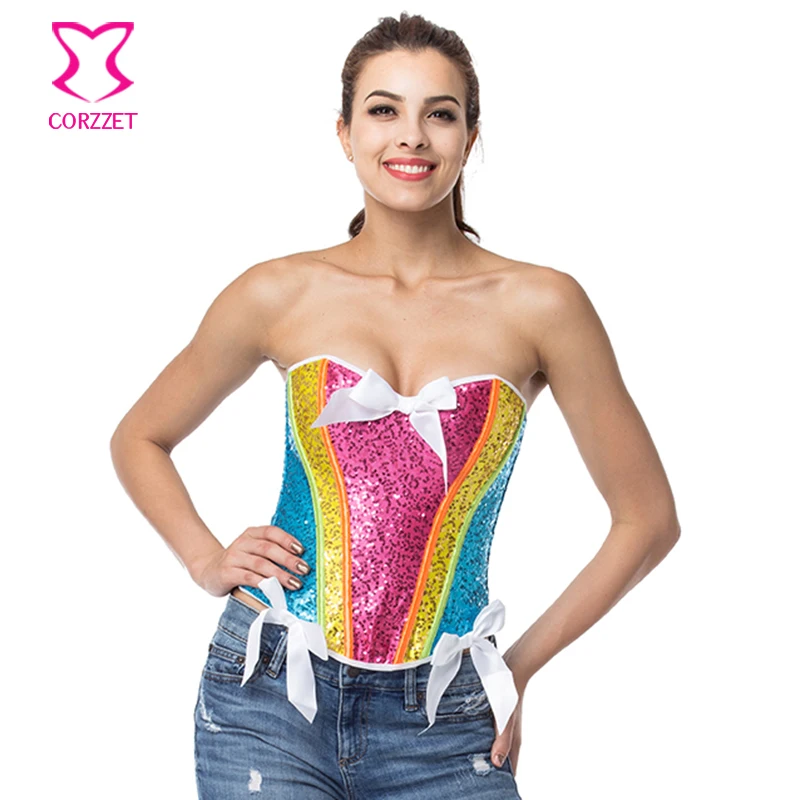 

Радужный красочный женский Готический корсет