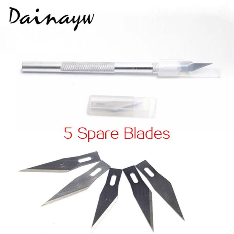 

Dainayw Non-Slip Metal Utility Knife Wood Carving Tools 6 BladesCraft Sculpture Engraving For Stationery Art Supplies
