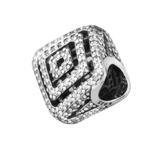 Бусины для самостоятельного изготовления ювелирных изделий из стерлингового серебра-ювелирные изделия Геометрические линии Подвески Серебро 925 Berloque Perles Шарм