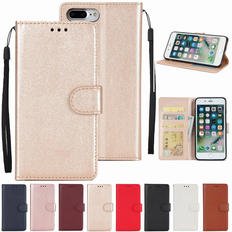 For apple iphone 8 case leather flip phone case for iphone 8 plus case wallet cover sandstone