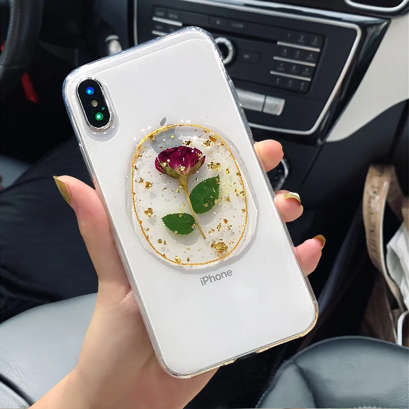 Phone Case For iPhone 11 Pro 7 8 plus X XR XS MAX Rose Flower Transparent Soft TPU Silicon Cute Protective Back Cover |