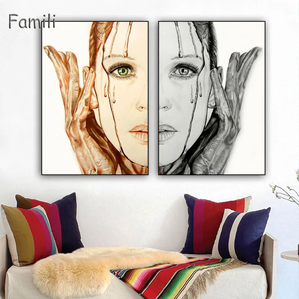 

Nordic simple decorative painting beauty Woman,Fashionable Wall Art Canvas Painting Modern Sexy Women Face Oil Painting