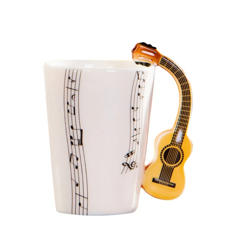 

1 Pcs Cup Novelty Guitar Ceramic Cup Personality Music Note Sensitive Mug Cup Coffee Tea Milk Cup Unique Gift Home Cafe