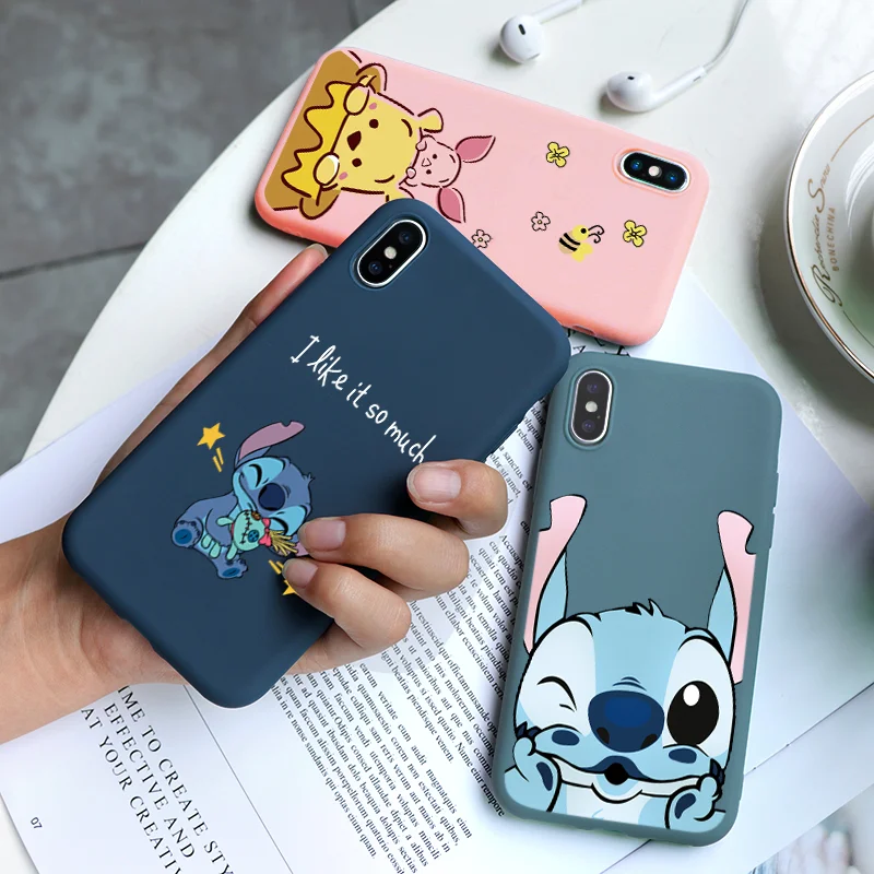 

Lovely Cartoon Cases For iPhone 8 7 6 6S Plus 7 Fundas Soft TPU Candy Matte Silicone Coque For iPhone XS X XR XS Max Back Covers