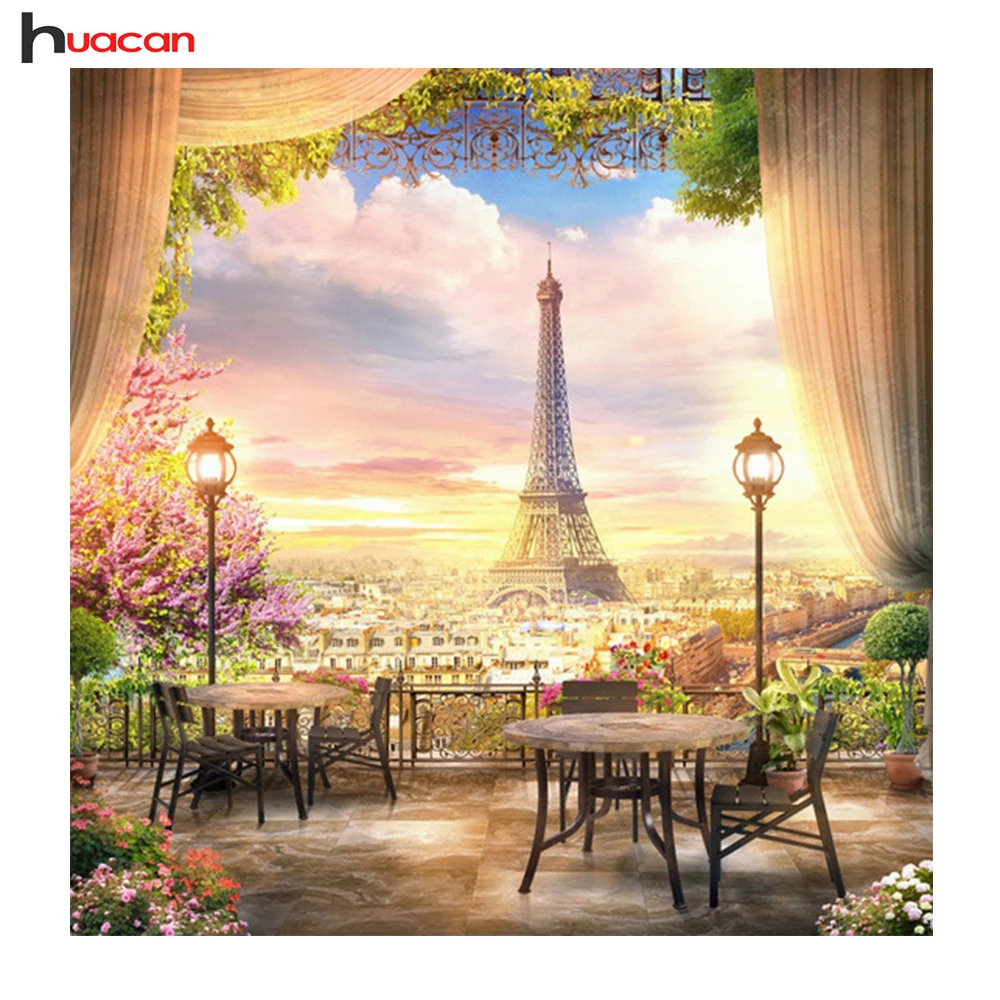 

Huacan 5D DIY Diamond Embroidery Landscape Diamond Painting Tower Cross Stitch Full Square Drill Rhinestones Mosaic Decorative