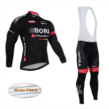 

Cycling Jersey Long Sleeve Bib pant Set Cycle Clothing BORA Pro Team winter thermal fleece maillot ropa ciclismo Sportwear K24
