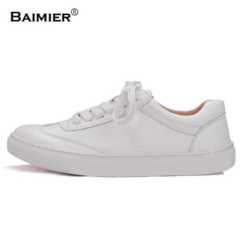 

New 2018 Fashion White Shoes Women Genuine Leather White Shoes Spring Summer Sneakers zapatillas Lady Girls Sport Casual Shoes